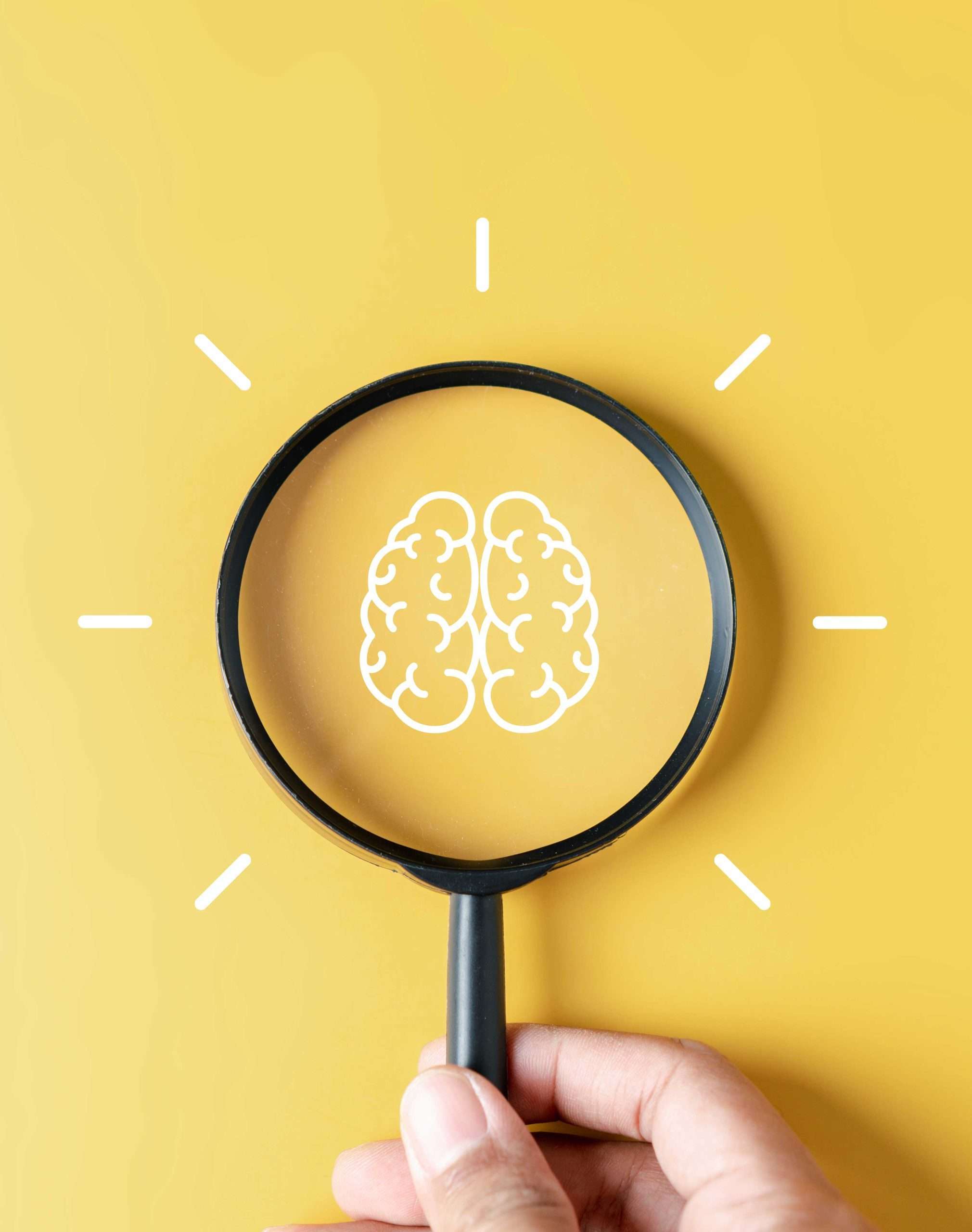 EMDR-Therapy-2 Magnifier-with-Brainstorm-inside-to-smart,-idea,-creative,-thinking,-education,-innovation-smart-intelligence-concept